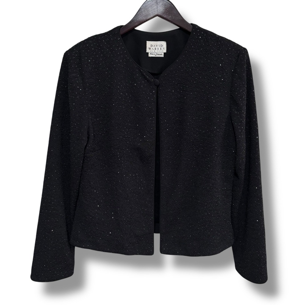 David Warren New York Cardigan Button Front Black Speckled Size 16 - 20 x 22.5